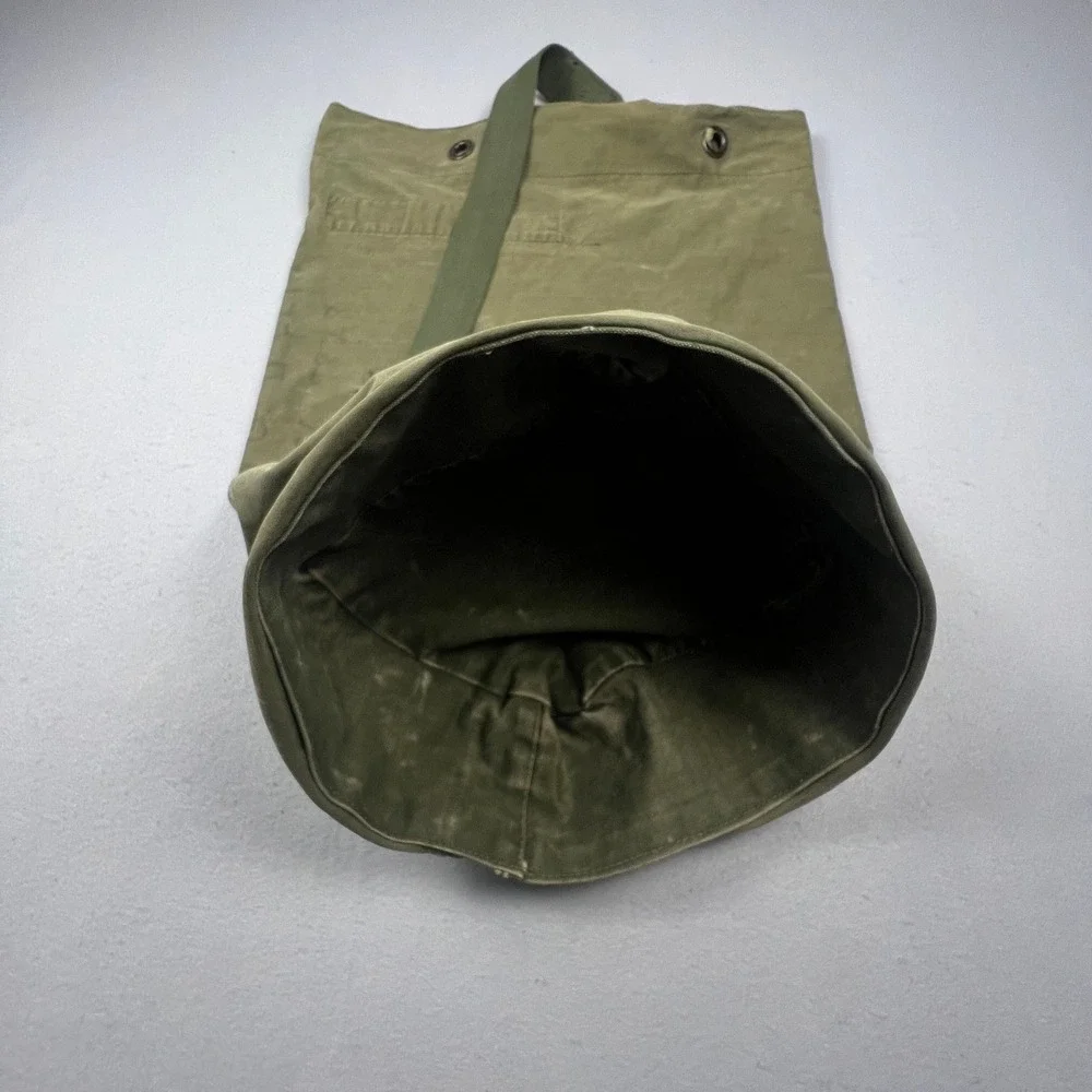 Military Duffel Bag Olive Green Canvas US Army Vintage Gear Barracks Bag OD